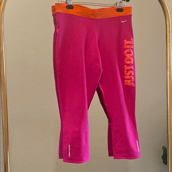 Nike Pink and Orange Dri-fit Performance Crop Leggings Size XL - Picture 1 of 11